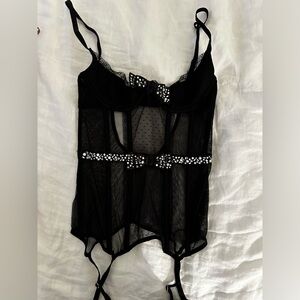 Victorias Secret Half-Cup Corsetted Teddy w/ Garter Clips